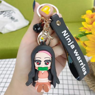 China Simple and Modern Kamado Tanjirou Nezuko Kimetsu No Yaiba Demon Slayer Anime PVC Figure Key Chain for sale