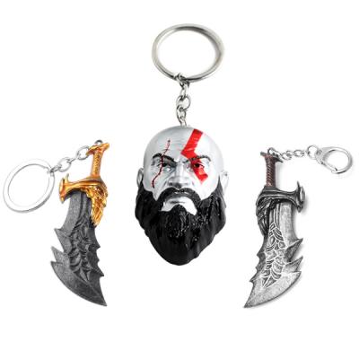 China Model Around The Game God Of War 4 Kratos Head Metal Key Chain for sale