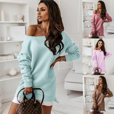 China Custom Lady Vintage Long Sleeve Mini Dress Vestido Casual Dress Autumn Warm Sweatshirt Dresses Women Anti-wrinkle for sale