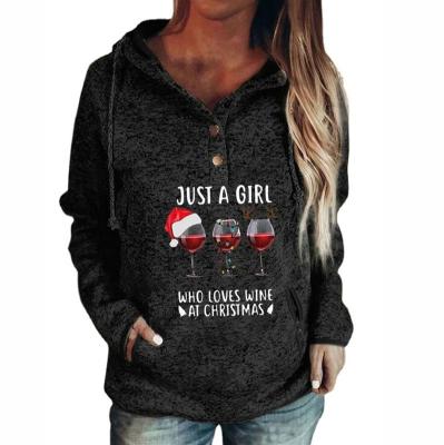 China American and American Anti-wrinkle pocket hoodie European Christmas printed hoodie pullovers for women for sale