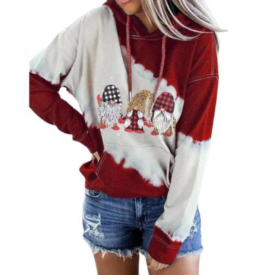 China Summer Anti-wrinkle/Drawstring Spring Hooded Pullover With Print Slim Pocket Santa Long Sleeve Sweatshirt For Lady for sale