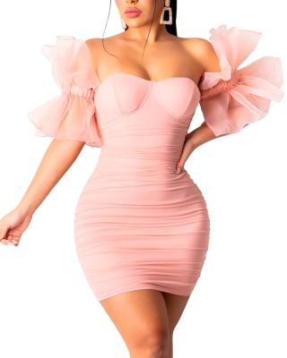 China Viable Women Sexy Bodycon Dress Puff Sleeve Cocktail Party Elegant Mini Dresses for sale