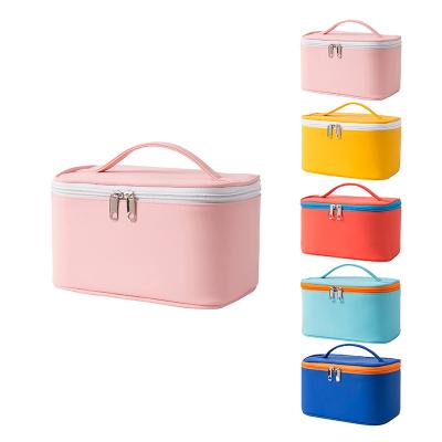 China Fashion Waterproof Women Wholesale New Simple PU Private Label Small Pink Colorful Travel Case Custom Logo Makeup Cosmetic Bag for sale