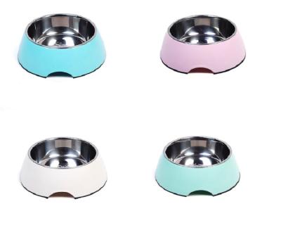 China Sustainable Weighted Plain Non Spill Color Stainless Steel Large Dog Food Bowl for sale