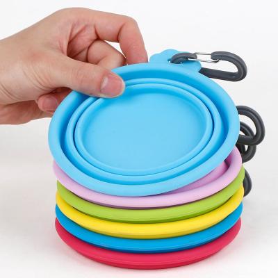 China Cute Foldable Multicolor Viable No Puddle Silicone Travel Dog Bowl For Outdoor for sale