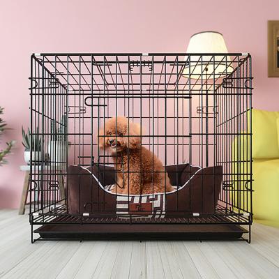 China Sustainable Multiple Sizes XL Portable Black Metal Collapsible Pet Kennel Dog Cage For Large Dog for sale