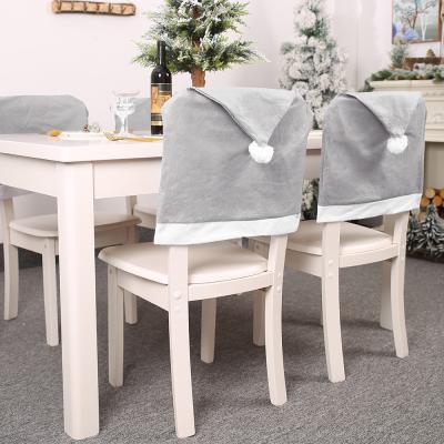 China Holiday decoration & Gift Gray Christmas Non Woven Fabric Chair Decoration Dining Chair Silver Seat Cover for sale