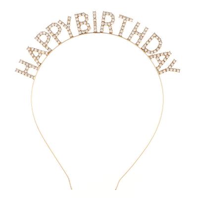 China Party Wholesales Girls Lady Fashion Rhinestone Letters HAPPY BIRTHDAY Hair Accessories for sale