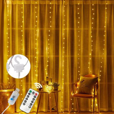 China Factory Outlets LED Curtain Light String 3mx2m Twinkle Star USB 300 LED Copper Wire Curtain String Lights With Remote Control for sale