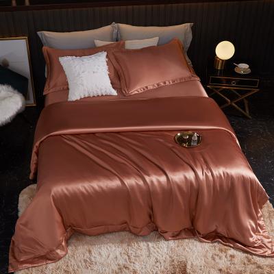 China Silk Bed Sheet Set Anti Dust Mite Hotel Home Use Bed Sheet Luxury Duvet Cover for sale