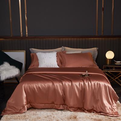 China Anti Dust Mite Custom Private Label Luxury Silk King Size Bed Sheet Bedding Set for sale