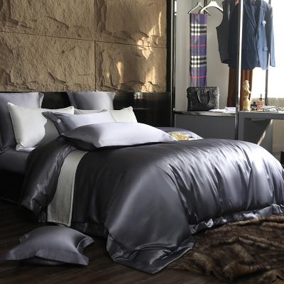 China Custom Made Luxury Anti Dust Mite Bed Sheet Silk Bed Sheet Bedding Set Duvet Cover for sale