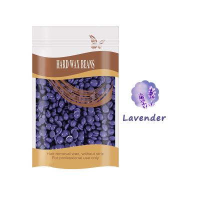 China Lavender 100g Organic Depilatory Wax Beans Hair Removal Hard Wax Custom Wholesale Bean Wax Flavor Depilatory Hard Wax for sale