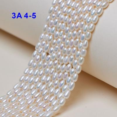 China DIY For Jewelry Making 4-5mm 3A Rice Beads With Hole Freshwater Pearl Beads Loose Beads for sale