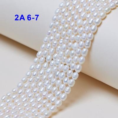 China DIY For Jewelry Making 6-7mm Rice 2A Beads Strand Beads For Necklaces Freshwater Pearls For Jewelry Making for sale