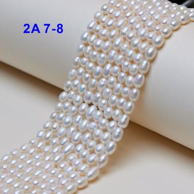 China Making Jewelry Necklace Bracelet Earring 7-8mm Grade 2A Rice Shape Loose Beads Natural Pearls Chinese Freshwater Pearls Wholesale for sale