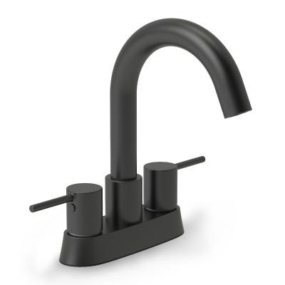 China 4 Inch Contemporary Two-Handle Centerset Lavatory Faucet Matte Black for sale