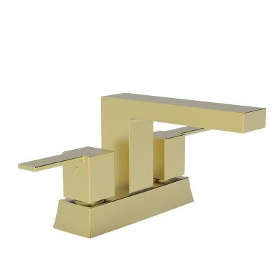 China No 4 Inch Two-Handle Centerset Lavatory Faucet PVD Satin Brass for sale