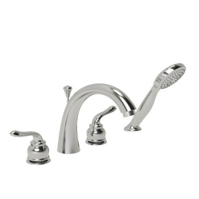 China 4 Hole Traditional Roman Tub Filler PVD Satin Nickel for sale