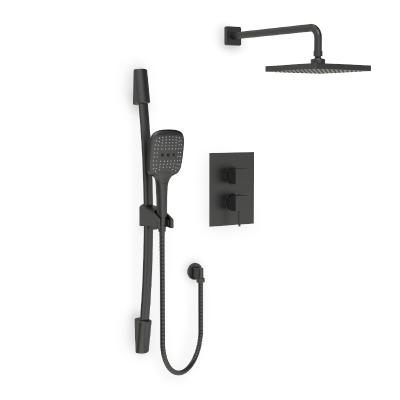 China With Slide Bar Thermostatic Shower Faucet Matte Black Shower Set For Bathroom for sale