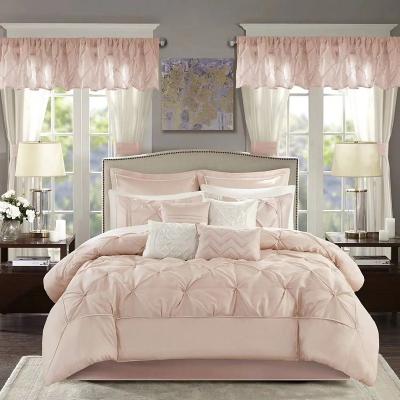 China Nondisposable Silk Bedding Bedroom Bed Linen Sets 7 Pieces Sheets King Size Comforter Plush Luxury Sheets With Matching Curtains for sale