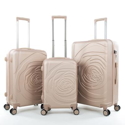 China Color Matching Hard Shell 3 Piece Trolley Luggage Set Color Matching ABS Travel Trolley Luggage Bag for sale