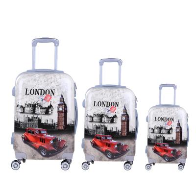 China Unique Retro Pattern PC Bottom Hand Suitcase Travel Travel Luggage Lovely 3 Pieces Luggage Set for sale