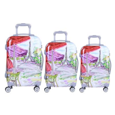 China Retro Style Bottom Travel 3 Piece Luggage PC Sets Travel Suitcase Luggage Bag Trolley Suitcase for sale