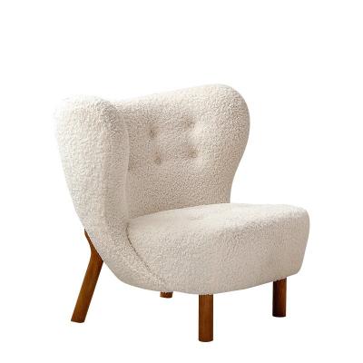 China Solid Wood Leg Lambs Living Room White Coffee Wool Canvas Cover Solid Wood Leg Color Cheap Chair for sale