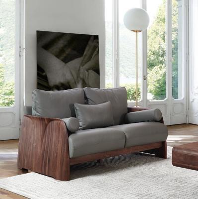 China Living Room Solid Wood Real Leather Solid Wood Ni Black Walnut American Sofa for sale