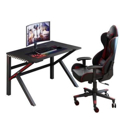 China RGB Lights Factory Wholesale Colorful Lights K Shaped Leg PC Gaming Computer Desk for sale