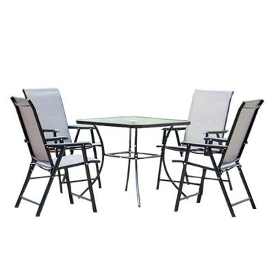 China Easy Carry Outdoor Metal Garden Mesh Fabric Chair And Table Set for sale