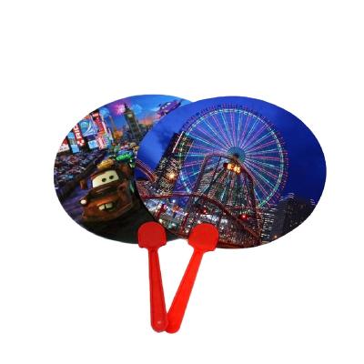 China Cheapest China Summer Advertising Promotional Gifts PP Fan Both Sides Plastic Logo Fan With Middle Handle for sale