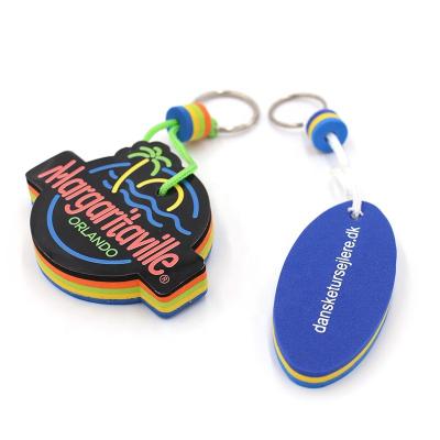 China Custom Color Gift Decoration Promotion Gift Eva Floating Key Chain Both Sides Silk Screen Printing Safety Plastic Key Chain for sale