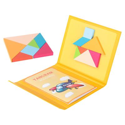 China Portable Cartoon Toy Book Style Children's Toy Multi-combination Tangram Puzzle Toy Teaching Aid Magnetic Flat Tangram Puzzle for sale