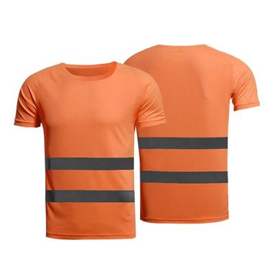 China 2022 Custom Made High Visibility Fluorescent Yellow-Orange Safe Work Anti-Wrinkle Summer Shirt Breathable Working Reflective T-Shirt for sale