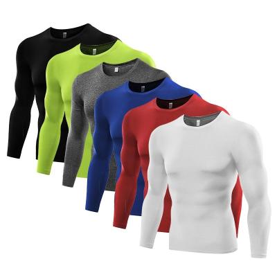 China Custom Hot Anti-Wrinkle Mens Compressed Base Layer Long Sleeve Top Tights Sport Quick Dry Running T-Shirt for sale