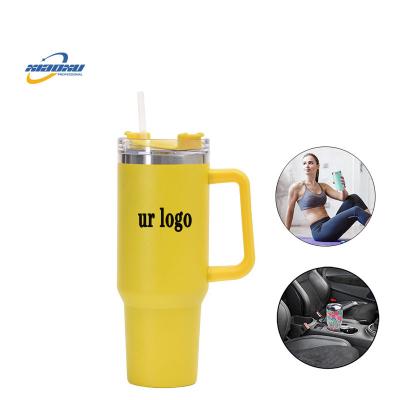 China Xiaoxu Wholesale OEM Viable Custom ODM 40oz Logo Gradient Rainbow Tumbler Vacuum Coffee Mugs with Straw for sale