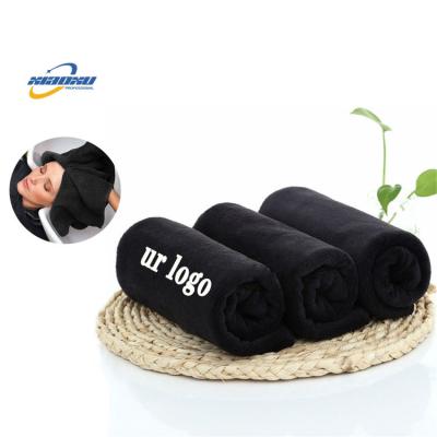 China Xiaoxu Microfiber SPA Hairdresser Black Cotton Hair Beauty Kids 100% Safe Gym Sports With Custom Logo Salon Towel for sale