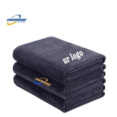 China Xiaoxu SPA Hairdresser Black Microfiber Salon Kid Safe Towels For Beauty Gym Sports With Logo Hair Towel Custom Made for sale