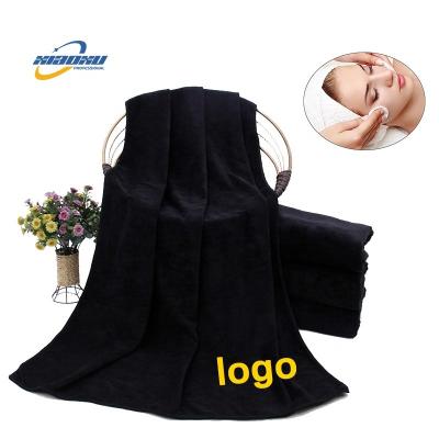 China Hairdressing Cotton Face Hand Child Safe Custom With Logo Black Microfiber Beauty Spa Barber Salon Towels for sale