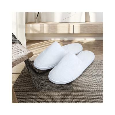 China Customized Eco-Friendly Luxury Disposable Slippers Anti-skid/Soft/Disposable Hotel Bulk White Colors Guest Slippers Cotton For Women With Logo for sale