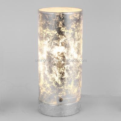 China 2018 Newest European China Mini Cylinder Lamp Table Lamp Light Design Silver Glass Bedside Lamps for sale