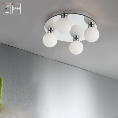 China Hotel Office Restaurant Indoor Home Office Lighting Round Base 4 Globe Glass Light Covers Bathroom Ceiling Lights/Ceiling Lamp Chandelier for sale