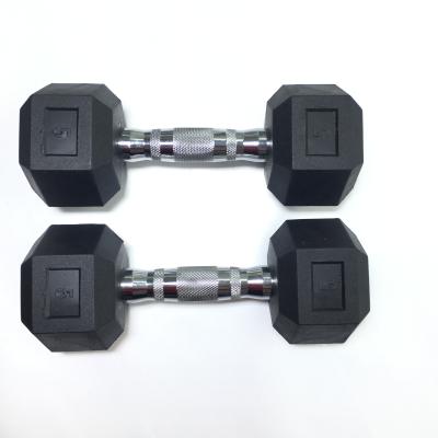 China High quality urethanes material hexagon dumbbell with Chrome ergo handle for sale