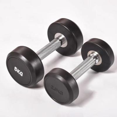 China High Quality Hot Selling Round Rubber Head Dumbbell With Chrome Ergo Grip for sale