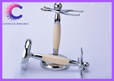 China Safety Shaving Brush And Razor Stand with Stainless steel ivory acrylic  material for sale