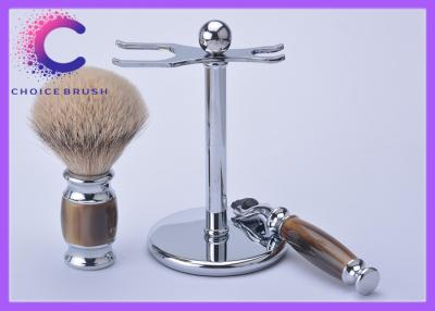 China Silvertip badger shaving brush set men's facial care tools with razor stand for sale