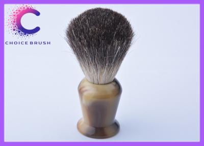 China Shaving gift ox horn handle Black Badger Shaving Brush for barber shop facial care for sale