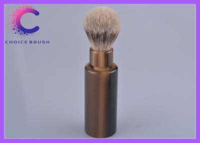 China Silvertip badger hair shave brush travel tube with faux horn handle for sale